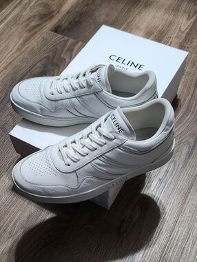 Celine White Trainer Low Lace Up Sneakers